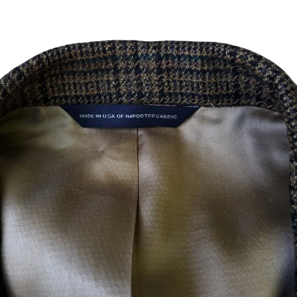 Brooks Brothers Prince of Wales Glen Plaid Wool Cashmere Blazer Sport Jacket 44R